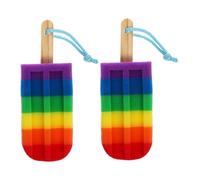Homoyoyo 2Pcs Colorful Ice Cream Shaped Exfoliating Body Sponge Soft Bath Scrubber for Women Dead Skin Remover Deep Cleansing Shower Bathtub Use