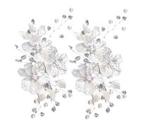 Homoyoyo 2pcs Crystal Bridal Hair Clips Romantic Flower Design Wedding Accessories for Women Dazzling Petal Hair Pins for Brides Bridesmaids for Special Occasions