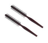 Homoyoyo 2pcs Curling Hair Comb with Wooden Handle for Styling Curly and Wavy Hair Hairdressing Round Brush for Creating Volume Reducing Frizz and Scalp Massage