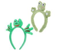 Homoyoyo 2pcs Cute Frog Headband Plush Animal Hairband for Adults Adjustable Cartoon Costume Accessory for Halloween Christmas Party Yoga Skincare