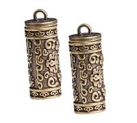 Homoyoyo 2Pcs Decorative DIY Brass Pendants Compact Old Treatment Scripture Keychain Craftsmanship for Friends Family Chic and Durable Design