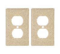 Homoyoyo 2pcs Decorative Wall Socket Covers with Golden Rhinestones, Bling Light Switch Plate Covers for Standard Outlets, Electric Wall Plate Protection for Home Decor
