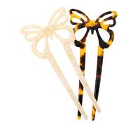 Homoyoyo 2pcs Delicate French Style Butterfly Hair Pins U Shaped Hair Forks for Chignon Buns for Women Strong Hold Elegant Accessory for Wedding Party Daily Wear Random Color