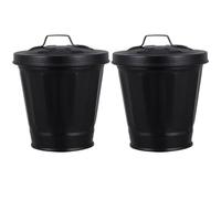 Homoyoyo 2pcs Desktop Garbage Bin Flower Bucket with Lid Portable Multipurpose Galvanized Iron Mini Trash Cans for Desks for Bedroom Cabinets