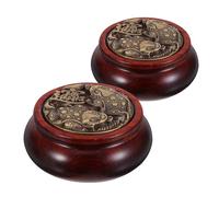 Homoyoyo 2pcs Dual Sided Chinese Baoding Balls Sandalwood with Brass Inlay for Hand Therapy Relaxation Mindful Exercise Strengthening and Coordination