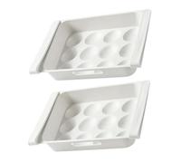 Homoyoyo 2pcs Egg Holder Storage Boxes for Fridge with Large Capacity 12-grids Plastic Drawer Type Organiser to Prevent Eggs from Being Crushed and Keep Refrigerator Neat