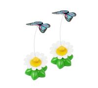 Homoyoyo 2pcs Electric Cat Teaser Wand with Automatic Rotating Simulated Flower Design, Plastic Material, Battery Operated (not Included), for Home Cat Playing and Interactive Random Color