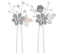 Homoyoyo 2pcs Elegant Green Flower Hairpins for Brides Handmade Wedding Hair Accessories Lightweight Bridal Headgear for Dance Parties Birthdays and Special Occasions