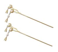 Homoyoyo 2pcs Elegant Pearl Flower Hair Sticks Alloy Chinese Hair Chopsticks for Women for Stylish Updos and Special Occasions