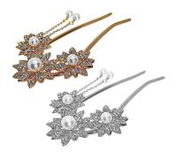 Homoyoyo 2pcs Flower Pearl Hair Sticks Retro Alloy Hair Chopsticks for Women Durable and Easy to Use