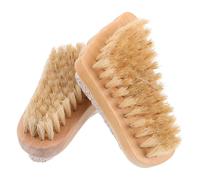 Homoyoyo 2pcs Footshaped Pumice Stone Scrub Brush with Boar Bristle for Dead Skin Removal and Exfoliation, Portable Wooden Pedicure Tool for Foot Scrubbing and Dry Foot Treatment