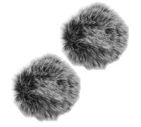 Homoyoyo 2pcs Furry Microphone Windscreen Covers for Lapel and Headset Microphones, Windproof Mic Muff with Short Hair in Black, White, and Grey, Universal Noise Reduction for Indoor