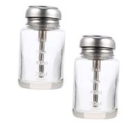 Homoyoyo 2pcs Glass Pressing Type Bottles Refillable Craft Liquid Dispenser Sub Containers Portable Transparent Press Pump Bottles for Travel and Home Use