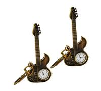 Homoyoyo 2pcs Guitar Keychain Watch Engraved Pocket Watch for Music Guitarist Keychain Toy