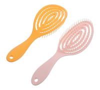Homoyoyo 2pcs Hair Brush Scalp Massage Comb Multifunction Hollow out Arc Design Abs Material Smoothing Massage for Women Men Hair Care Random Color
