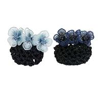 Homoyoyo 2pcs Hair Bun Net Clip Set, Detachable Navy and Royal Blue Mesh Hairnets for Nurses and Flight Attendants, Ballet Hair Bun Cover Snood Holder Accessories for Professional
