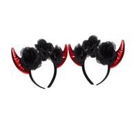 Homoyoyo 2pcs Halloween Devil Horn Headband Black Rose Party Hair Hoop Comfortable Gothic Costume Accessory for Women