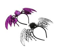Homoyoyo 2pcs Halloween Headband with Cute Bat and Spider Wings Comfortable Cartoon Headdress for Adults and Creative Photo Prop for Party and Festival Celebration