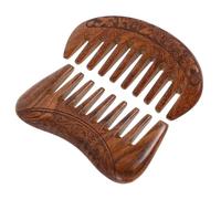 Homoyoyo 2pcs Hand Carved Wooden Scalp Massage Comb Wide Tooth Detangling Brush for Women Men Smooth Black Gold Ebony Material Round and Square Shapes for Comfortable Hair Care and Static