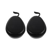 Homoyoyo 2pcs Hanging Neck Mini Earbuds Case, Black Woven Texture Earphone Storage Pouch with Microphone Holder, Backpack Headphone Case for Travel and School Use