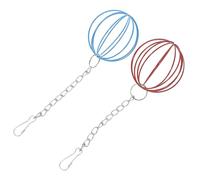 Homoyoyo 2pcs Hanging Rabbit Feeder Balls with Chain Multi-function Grass Dispenser for Small Pets Reusable Hay Feeding for Bunnies Hamsters Guinea Pigs and Chinchillas Red Blue