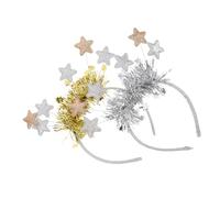 Homoyoyo 2pcs Happy Year Star Headbands for Festive Parties Comfortable Fit Glitter Tinsel Hair Accessories for Christmas Celebrations and Holiday Gatherings