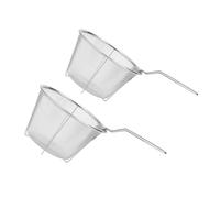Homoyoyo 2Pcs Heat-Resistant 304 Stainless Steel Frying Baskets with Foldable Handles, Kitchen Drain Baskets for French Fries and Chicken, Universal Cooking Strainers (15cm 18cm)