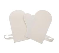 Homoyoyo 2Pcs Heat-resistant Bathing Sauna Gloves Soft Felt Exfoliating Shower Mitts for Body Scrub Dead Skin Removal Improved Circulation with Hanging Loop White and Gray