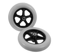 Homoyoyo 2Pcs Heavy Duty Wheelchair Front Replacement Wheels Wear Resistant Small PU Casters for Walkers Shopping Carts Luggage Trolleys Easy Installation Gray