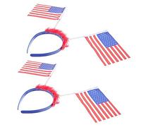 Homoyoyo 2pcs Independence Day Hair Hoop Glitter American Flag Headband Floral Headdress for Patriotic Celebrations Lightweight and Comfortable Hair Accessory