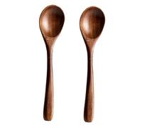 Homoyoyo 2pcs Japanese Style Wooden Kitchen Spoons for Smooth Surface Sturdy Material Multi Use Salad Jam Ice Cream Serving Spoons for Home and Restaurant