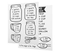 Homoyoyo 2pcs Kitchen Measurement Conversion Chart Sticker for Baking and Cooking Accurate Ingredient Guide for Cups Ounces Grams Saving Cooking Tool