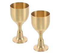 Homoyoyo 2Pcs Large Brass Wine Goblets, Antique Golden Chalice Cups for Ritual Holy Water, Medieval Communion Offering, Decorative Renaissance Stemmed Goblets for Altar and Wedding Table