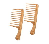Homoyoyo 2pcs Large Tooth Bamboo Comb for Men and Women Retro Wide Tooth Hair Styling Comb with Clear Texture and Comfortable Grip for Detangling Curly and Wet Hair Portable Grooming