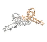 Homoyoyo 2pcs Leaf Shape Metal Hair Claw Clips with Shimmering Rhinestones Alloy Non Slip Grip Accessories for Thick and Thin Hair Stylish Jaw Pin in Gold and Silver