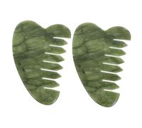 Homoyoyo 2pcs Light Green Jade Ergonomic Comb for Scalp and Facial Massage Natural Scalp Tool for Stress Relief and Hair Care Portable Meridian Massage Hair Comb