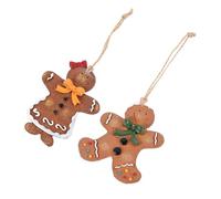 Homoyoyo 2pcs Lightweight Resin Gingerbread Christmas Tree Hanging Ornaments Festive Decorations for Home Door Wall Xmas Party Holiday Figurines