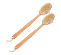 Homoyoyo 2pcs Long-handled Pet Bath Brush Soft Pig Bristle Dog and Cat Grooming Brush with Thick Lanyard for Convenient Use