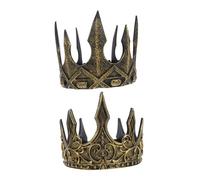 Homoyoyo 2pcs Medieval King Crowns for Halloween Cosplay Stage Performance Soft Foam Royal Headpieces Classic Antique Gold Design for Men and Costume Parties