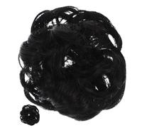 Homoyoyo 2pcs Messy Bun Hairpiece for Women Natural Black Synthetic Hair Extensions with Elastic Band Soft High-temperature Silk Material Wear Loose Chignon Updo Accessory