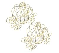 Homoyoyo 2pcs Metal Pumpkin Cart Candy Boxes Decorative Candy Storage Pack for Wedding Halloween Party