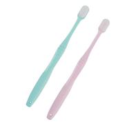 Homoyoyo 2PCS Micro-Nano Ultra-Soft Toothbrushes for Gum Care Gentle Cleaning for Sensitive Gums Non-Slip Handle Flexible Design in Pink Sky Blue for Adults