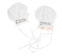 Homoyoyo 2pcs Mini Doll Chef Caps Elastic Ribbon Styles Tiny Bakery Hats for Small Stuffed Animals Action Figures Cotton Accessories for Creative Kitchen Role Play and Imaginative Play