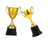 Homoyoyo 2pcs Mini Gold Trophies with Sturdy Plastic Base Fade Resistant Award Cups for Employee Recognition School Competitions Party Favors and Winner Prizes Display