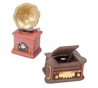 Homoyoyo 2pcs Mini Scene Model Vintage Radio and Phonograph Decor Resin Craft for Desktop Decoration with Realistic Details and Traditional Design