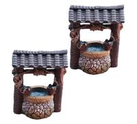Homoyoyo 2pcs Mini Water Well Resin Ornaments for Fairy Garden DIY Micro Landscape, 6.5x4x8cm Desktop Home Decor, Simulated Ancient Well Plant Pot Accessories