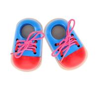 Homoyoyo 2pcs Montessori Wooden Shoe Tying for Educational Threading Activity Fine Motor Skills Development Learning Aid for Boys and Preschool