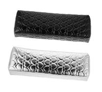 Homoyoyo 2pcs Nail Arm Rest Hand Cushion Nail Art Support Pillow Black and Silver Comfortable Manicure Hand Pillow for Salon Clients and Technicians