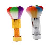 Homoyoyo 2pcs Nail Art Cleaning Brush Soft Bristles Cosmetic Blusher Handle for Dust Removal Makeup Beauty Tool