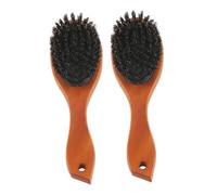 Homoyoyo 2pcs Natural Bristle Hair Brush with Wood Handle Curved Scalp Massage Comb for Women and Men Lightweight Portable Detangling Tool for Curly Wet and Dry Hair Care